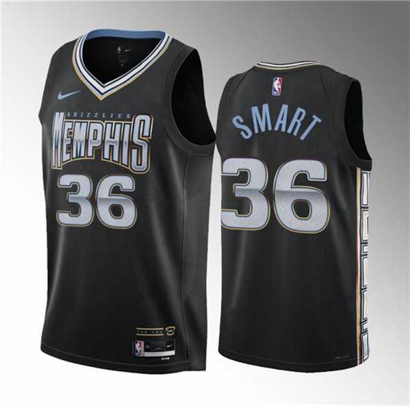 Men%27s Memphis Grizzlies #36 Marcus Smart Black 2023 Draft City Edition Stitched Basketball Jersey1->memphis grizzlies->NBA Jersey